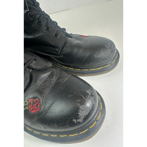 *Flawed Doc Dr. Marten 1914 Vonda Leather Lace up Embroidered Rose Boots US 10 - Picture 11 of 15